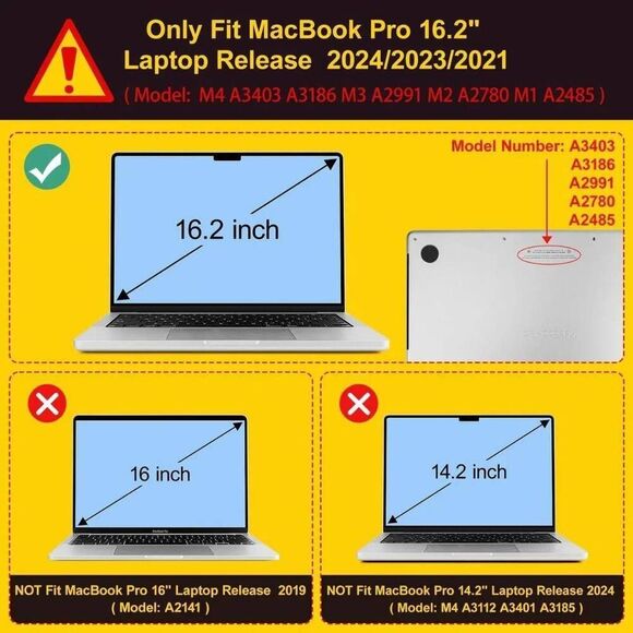 Mektron Case for 2024 MacBook Pro 16" M4 A3403 A3186 Fits M3 A2991 M2 A2780 M1 A - Picture 2 of 5